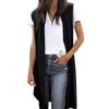 Damen-Kimono-Strickjacke, ärmellos, offene Vordertasche, lässig, leicht