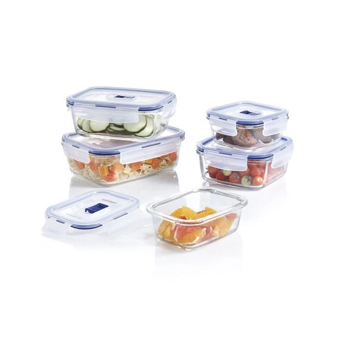 Boîte À Lunch Hermétique Luminarc Pure Box Active 22 X 16 Cm 1,97 L Bicolore Verre (6 Unités)