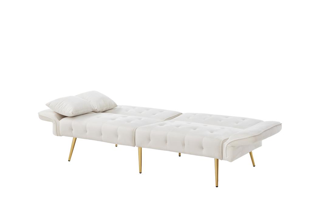 Two-seater Multifunctional Sofa Bed, Adjustable Backrest + Multi-position Armrests. Modern Folding Sofa for Living Room - Velour Cover.
