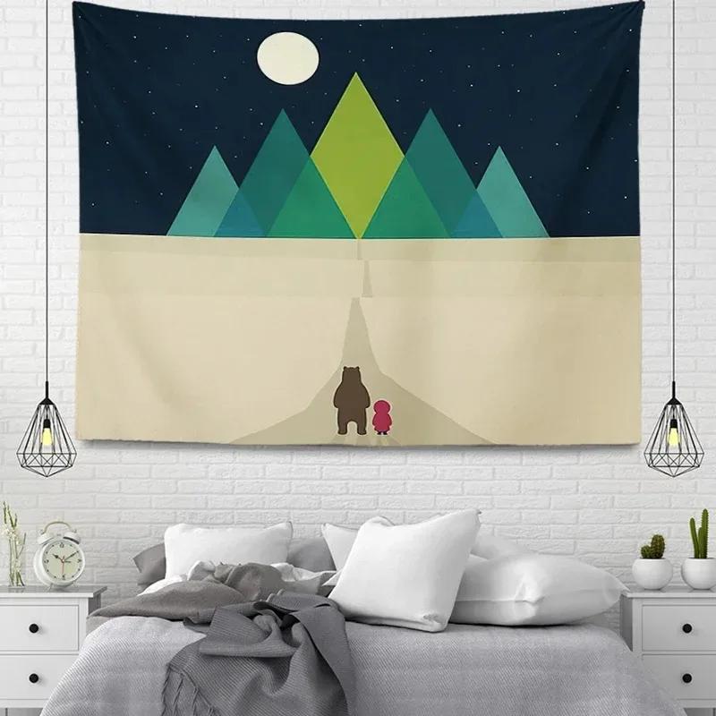 

Мультяшные животные Простой декоративный гобелен Домашняя стена Гостиная Офис Декоративный гобелен 100x75cm