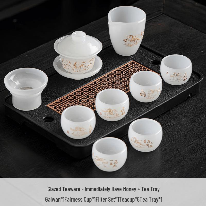 Chaxun 10-Piece Ice Glazed Ceramic Tea Set Standard