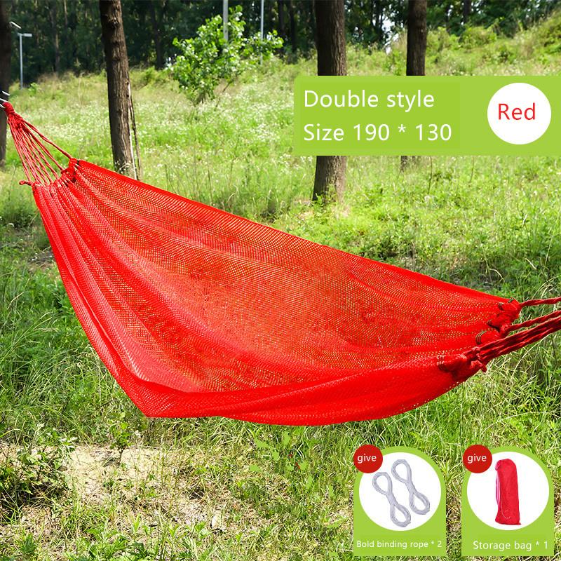 Outdoor Portable Camping Swing Ice Silk Hammock Sturdy Thickened Nylon Mesh Hammock Breathable Garden Hanging Swing
