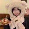 Warm Plush Scarf Soft Winter Neckerchief Cartoon Bear Ear Hat  Ski