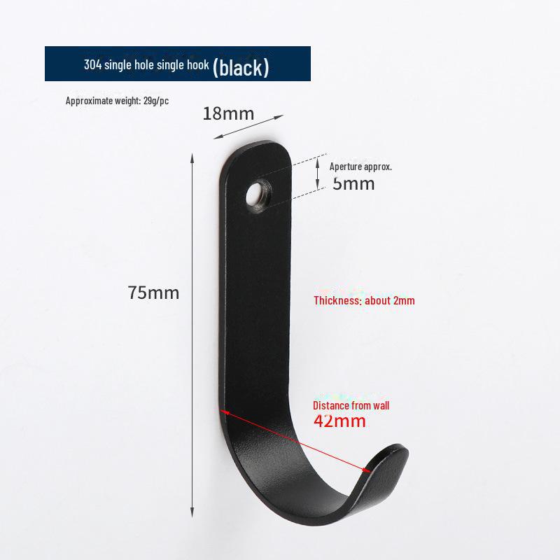 304 Stainless Steel Black Clothes Hook for Bathroom and Kitchen