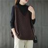 Women's Loose Knitted Vest Retro V-neck Plus Size Hollowed Out Vest Sweater for Women