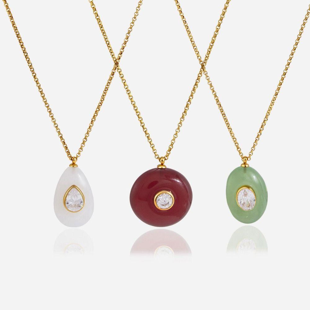 Geometric Resin Zircon Necklace Stainless Steel Stainless Steel Necklace  Party Evening