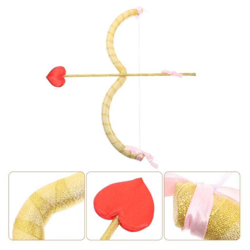 Valentine's Day Outfit Cupid-Bow-and-Arrow Set Cupid-Costume Accessory Prop for Christmas Halloween Birthday Party Props