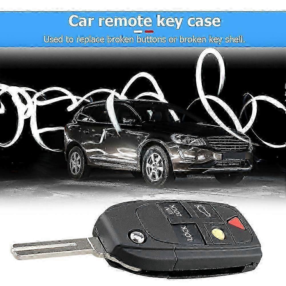 Custodia per chiave telecomando pieghevole a 5 pulsanti Sostituzione FOB Adatta per VOLVO S60 2000-2009 / S80 1999-2006 /V70 2000-2007 XC90 2002-2013 Chiave auto (PrettyJ)