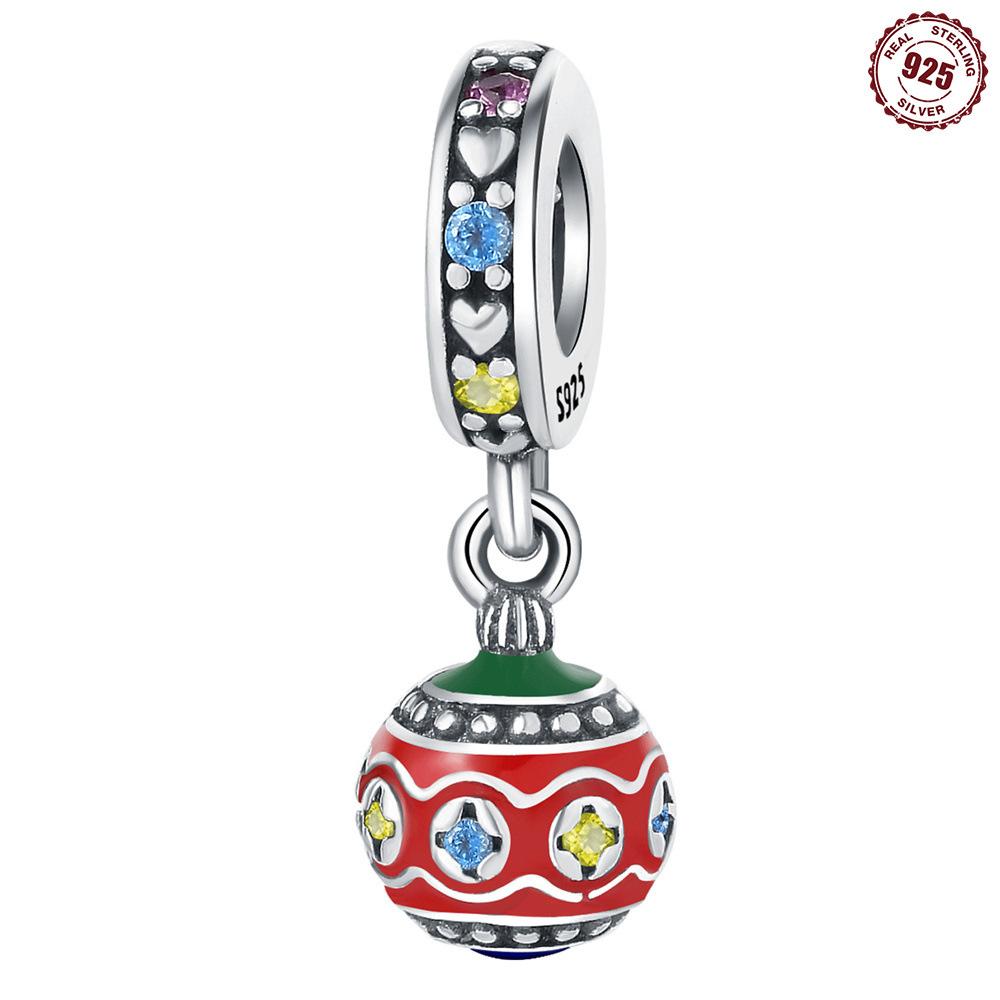 Christmas Flower Ball Pendant S9 Sterling Silver Pendant Premium Bracelet Necklace Bead Generation