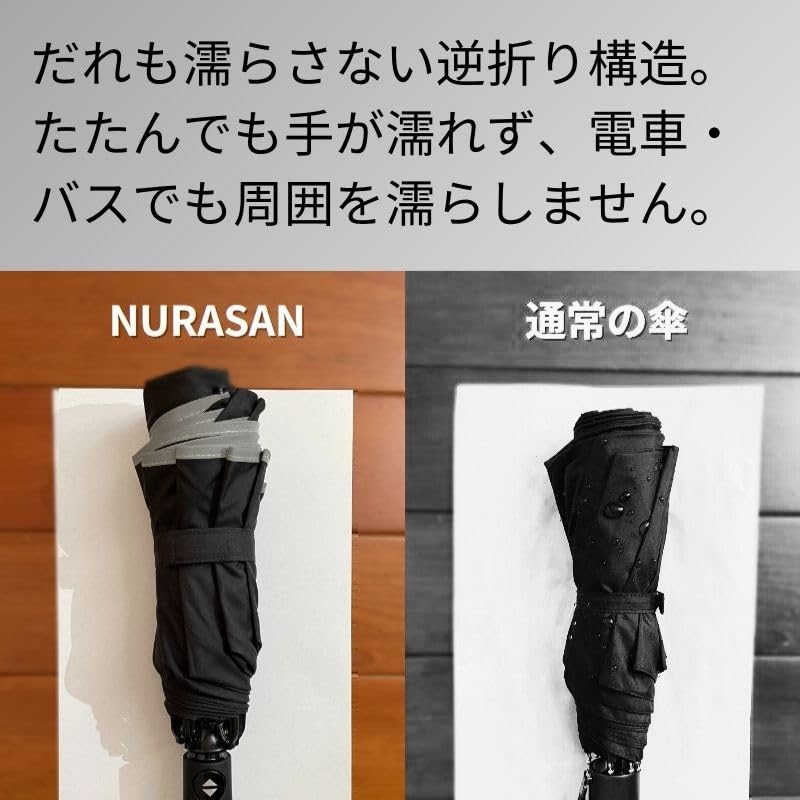NURASAN Reverse Folding Automatic Reverse 8 Water Business Umbrella, Nurasan, One-Touch, Open/Close, Fold, 102cm, Ribs, Windproof, Repellent, Men's,