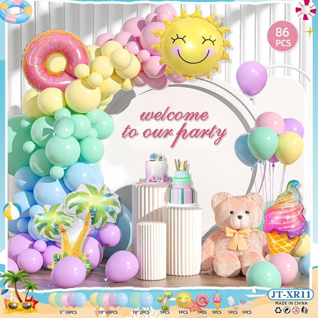 Hawaiian Balloon Set Wreath Summer Pool Party Pineapple Balloon Hawaiian Party Outdoor Outfit