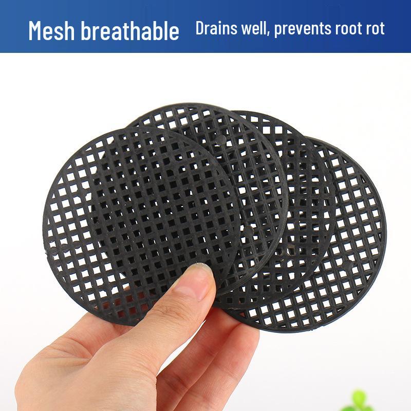

Round Flowerpot Drainage Net - Soil Leak Prevention Gasket for Succulents 2.5 cm diameter, loose чорний