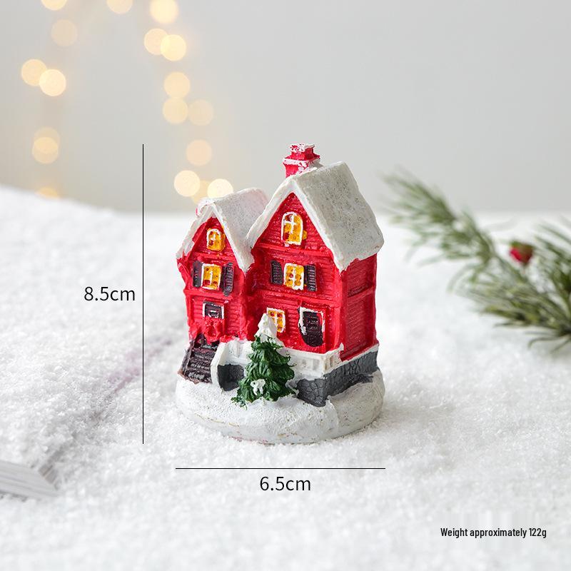 NUCHI Christmas Festival Mini Resin Tree and Santa House Ornaments