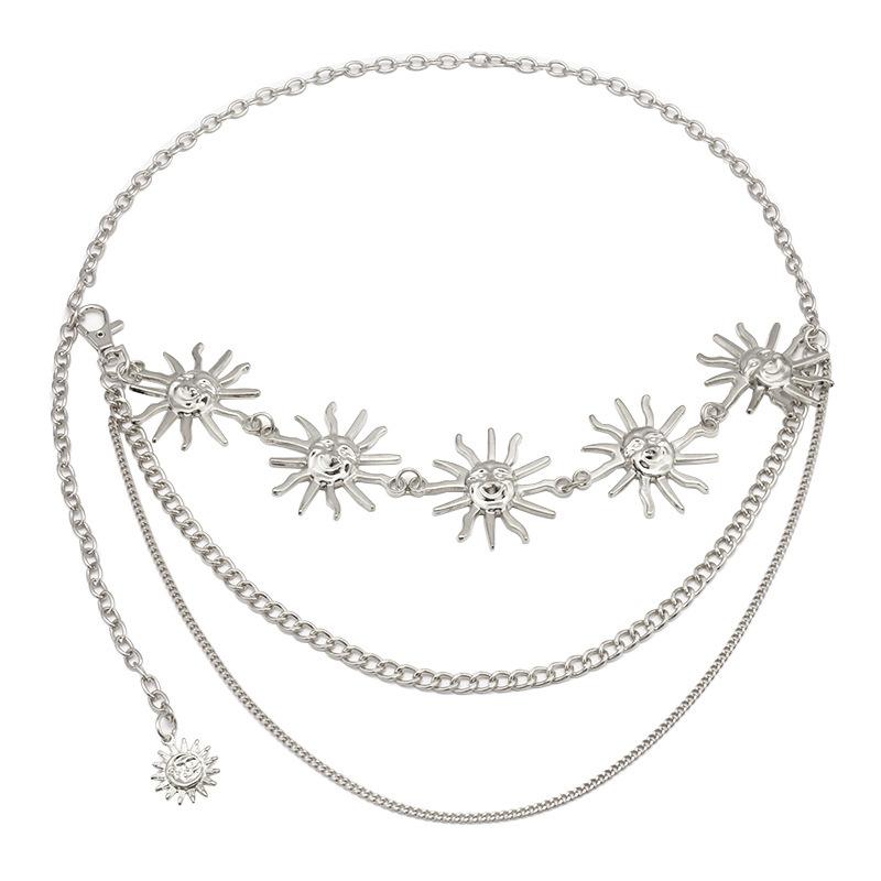 Retro Sun Moon Waist Chain Women's Versatile Gold Belt Body Chain Accessories Women's Fold Wear