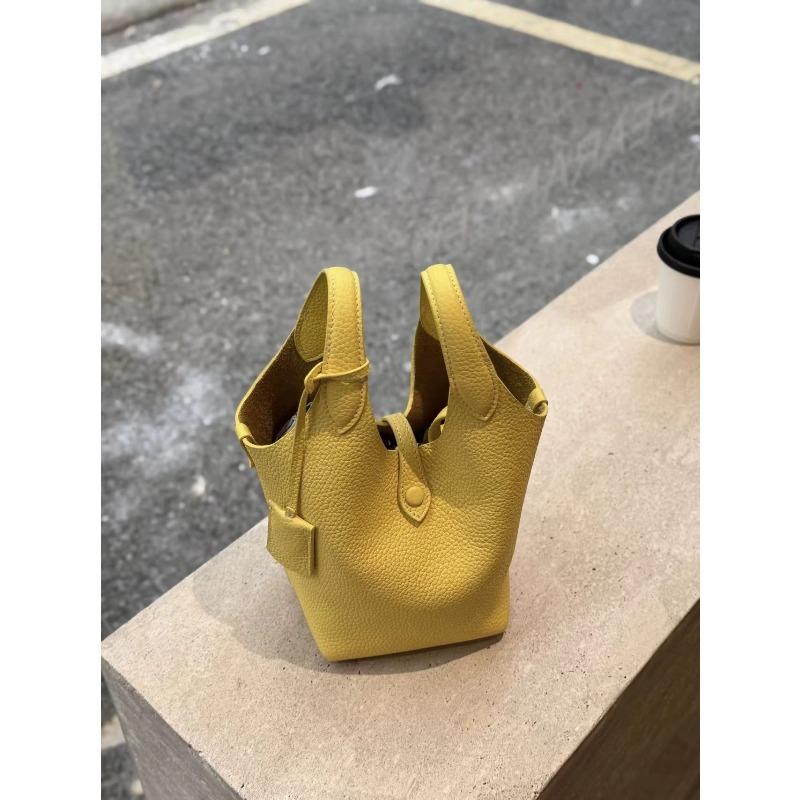 New lychee pattern Korean spring and summer bucket bag vegetable basket female commuter messenger leather portable fashion color