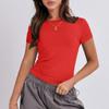 Kvinner Kortermet Soild Sexy Søt Tee Slim Fit Tight Crop-Top T-skjorte