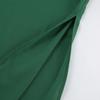 Elegant Green Cotton-Linen Loose Slit Strap Dress, New Summer Long Dresses For Women