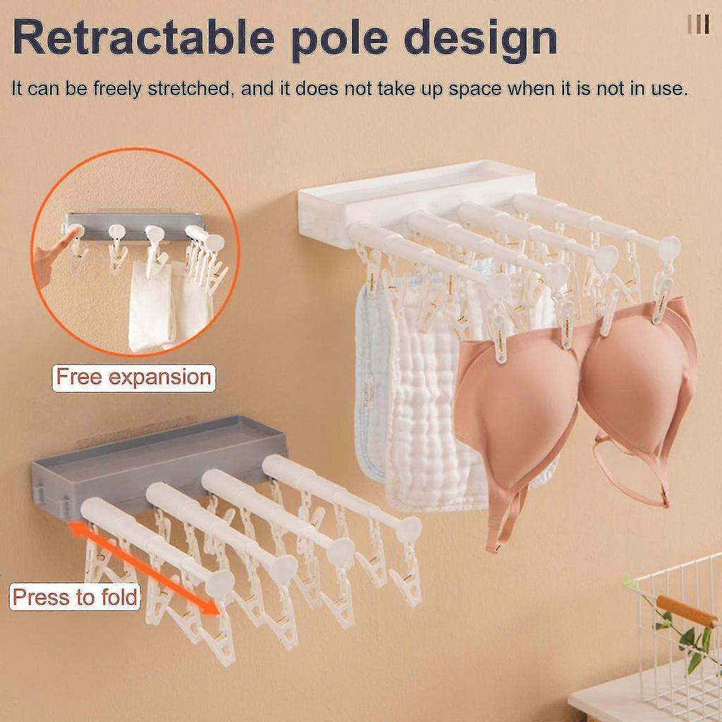 Wandmontierbarer ausziehbarer faltbarer Wäscheständer für Unterwäsche, Schlafsaal ohne Bohren Wäscheklammer - Pengj