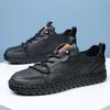 Autumn Handmade Genuine Leather Shoes Casual Men Shoes Design Fashion Sneakers Man Loafers Soft-soled Flat Driving Shoes