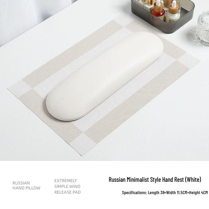 High-End Minimalist Russian Style Manicure Hand Rest Pad Set - Black, White, Gray Leather