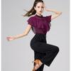 Women Summer Party Dress Latin Dance Flounce Practice Long Sleeve Performance