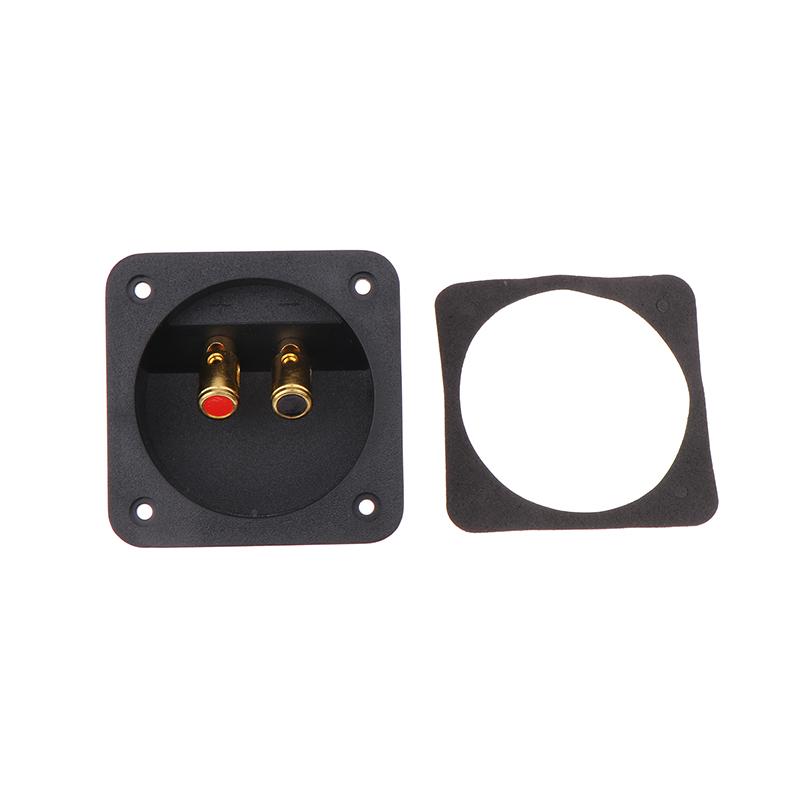 Rear Back Panel Speaker Box Wiring Terminal Plug with 2 Banana Jack Gilded Subwoofer Stereo Round Boxes Plug Speaker Terminal