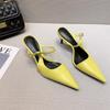 2025 Spring New French High Heels Women's Design Sense Niche Temperament Muse Fan Thin Heel Pointed Head Bag Head Sandals