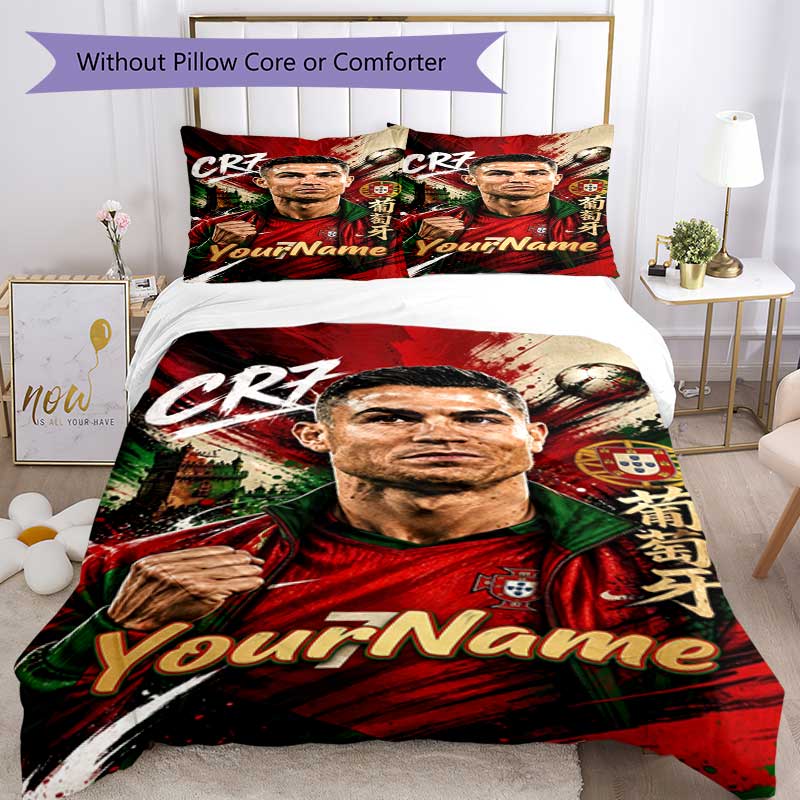 Cristiano Ronaldo Customize Your Name Bedding Set Breathable Duvet Cover with Pillowcases Home Decoration Birthday Gift