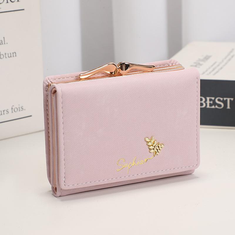 

New simple folding small fresh flannel student change bag high-end wallet short women s wallet