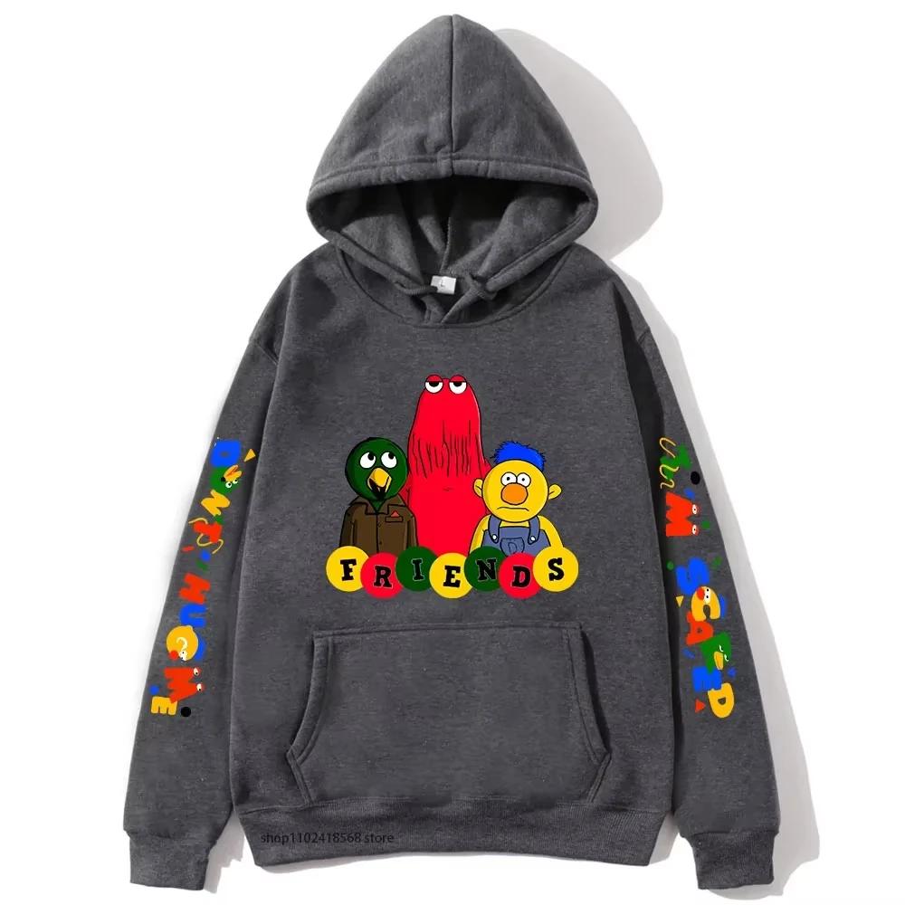 Meme-ikke Klem Meg Jeg er Redd Hettegensere Tegneserie Grafiske Sweatshirts for Kvinner Herre Unisex Sudaderas Klær