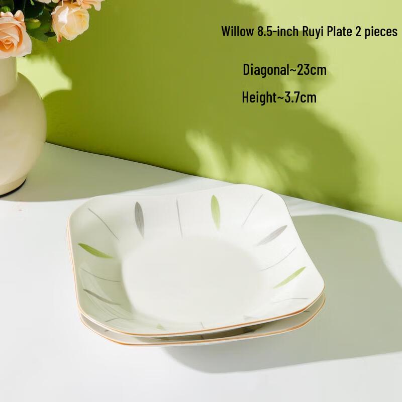 HANDUNYOU 8.5-inch Ceramic Dinner Plates (Set of 2)