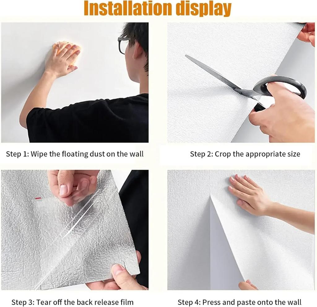 3D Wall Sticker Linen Texture Thicken Self-Adhesive Waterproof Wallpaper For Bedroom Bathroom Wall Home Decor ,Anti-collision