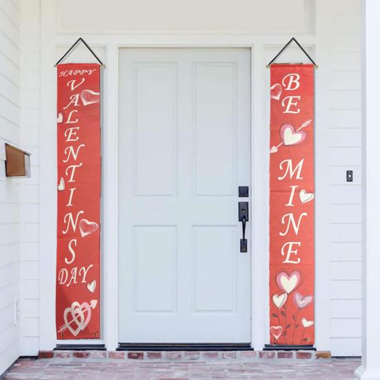 1 Pair Valentine's Day Couplet Welcome Signs Eye-catching Hanging Porch Sign for