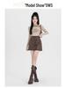 Suede Leopard Print A-line Midi Skirt for Women - Autumn/Winter 2024 Collection