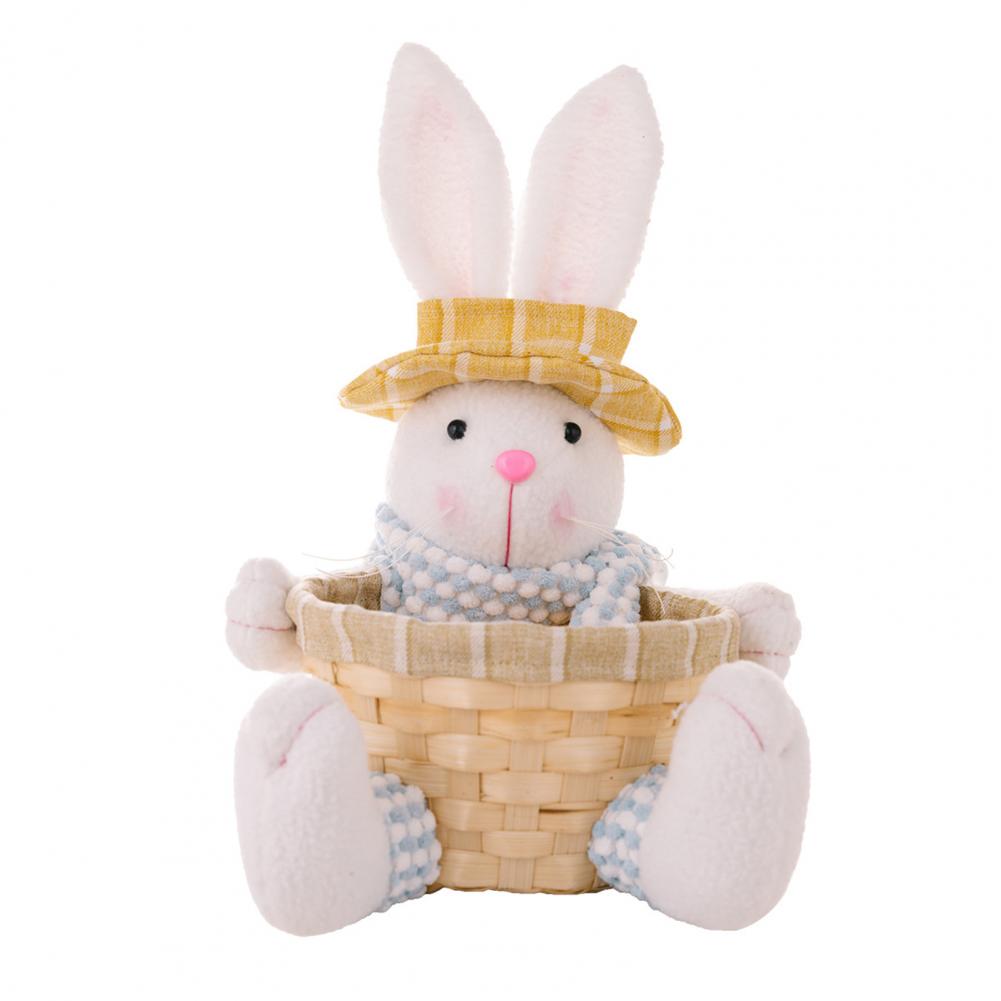 Egg Storage Basket Basket Bunny Doll Handmade Easter Rabbit Doll Candy Basket Bunny Ornaments for Spring Home Decoration Kids