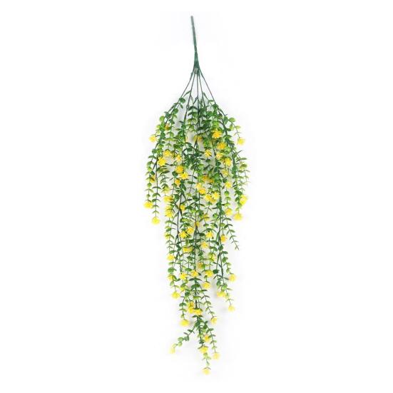 

Hanging Artificial Flower with Eucalyptus Leaves UV Resistant Fake Flower Vine Indoor Outdoor Garden Faux Bloom Rattan Decor жовтий