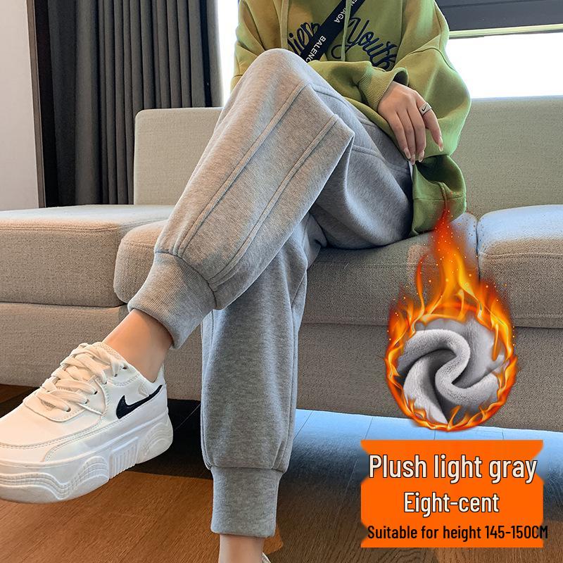 

Женские зимние брюки-джоггеры из овечьей шерсти с манжетами - Утепленные хлопковые повседневные брюки на флисовой подкладке для миниатюрных XL