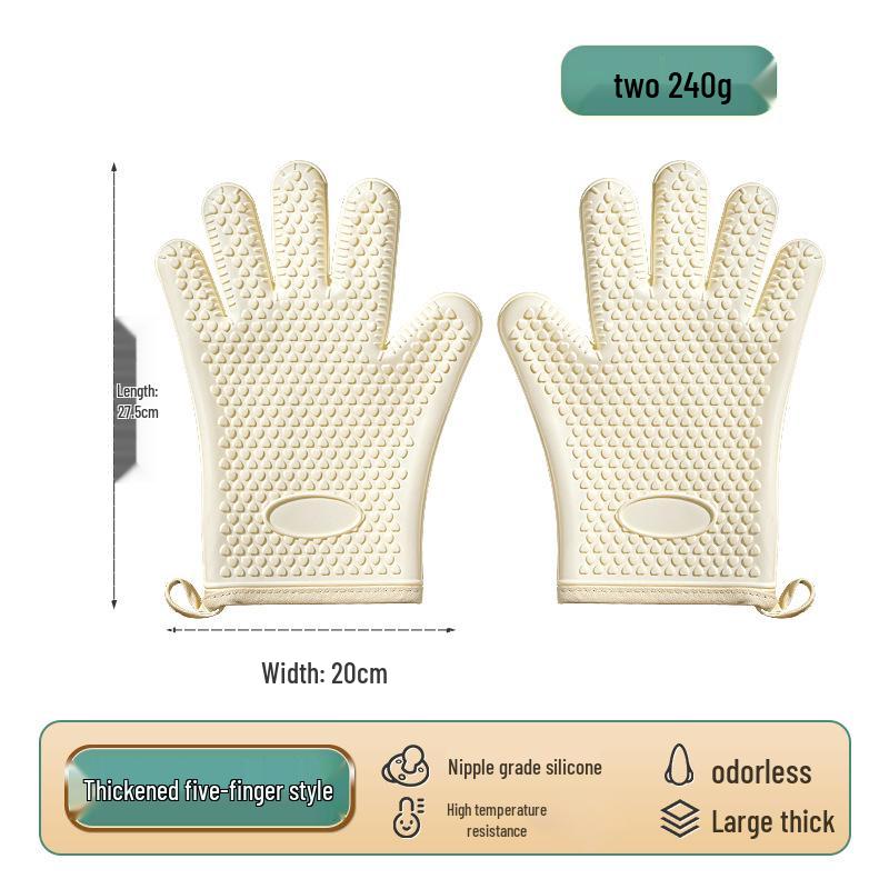 Heat-Resistant Silicone Oven Gloves: Anti-Scald, Non-Slip, Thickened for High Temperature Baking, 2025.