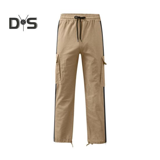 

Мужские брюки с несколькими карманами, эластичный пояс на шнурке, широкие свободные брюки-карго, повседневные однотонные спортивные штаны для походов на свежем воздухе и кемпинга XXL хаки