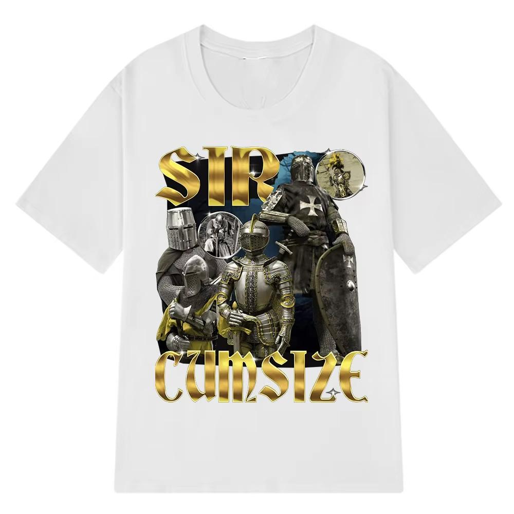 Funny Sir Cumcise Retro Graphic Harajuku T Shirt Men's Women100% Cotton Short Sleeve T-shirts Y2k High Quality Clothing T-shirt