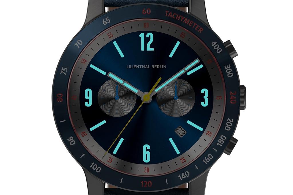 Lilianthal Berlin Chronograph Watch with Date Made in Blue Men's Display, Germany, C02-007-B003EB,