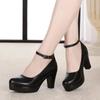 8cm 10cm Small Size 33-43 Elegant Comfortable Shallow Soft Leather Shoes Platform Pumps 2025 Fall Block High Heels Shoes Office