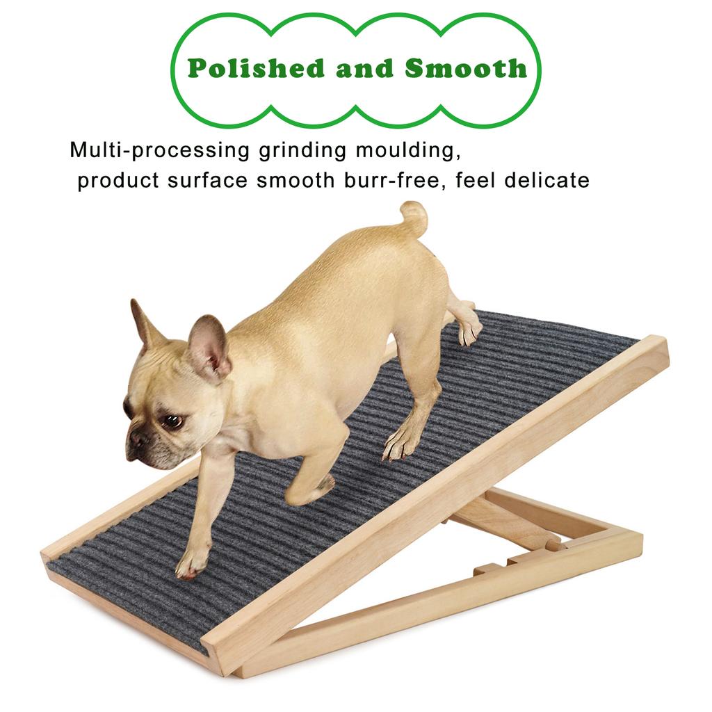 For Ramp Pet Wooden Folding Dog & Cat Stair For Couch High Bed Non Slip Carpet Surface 2/4 Levels Height Adjustab