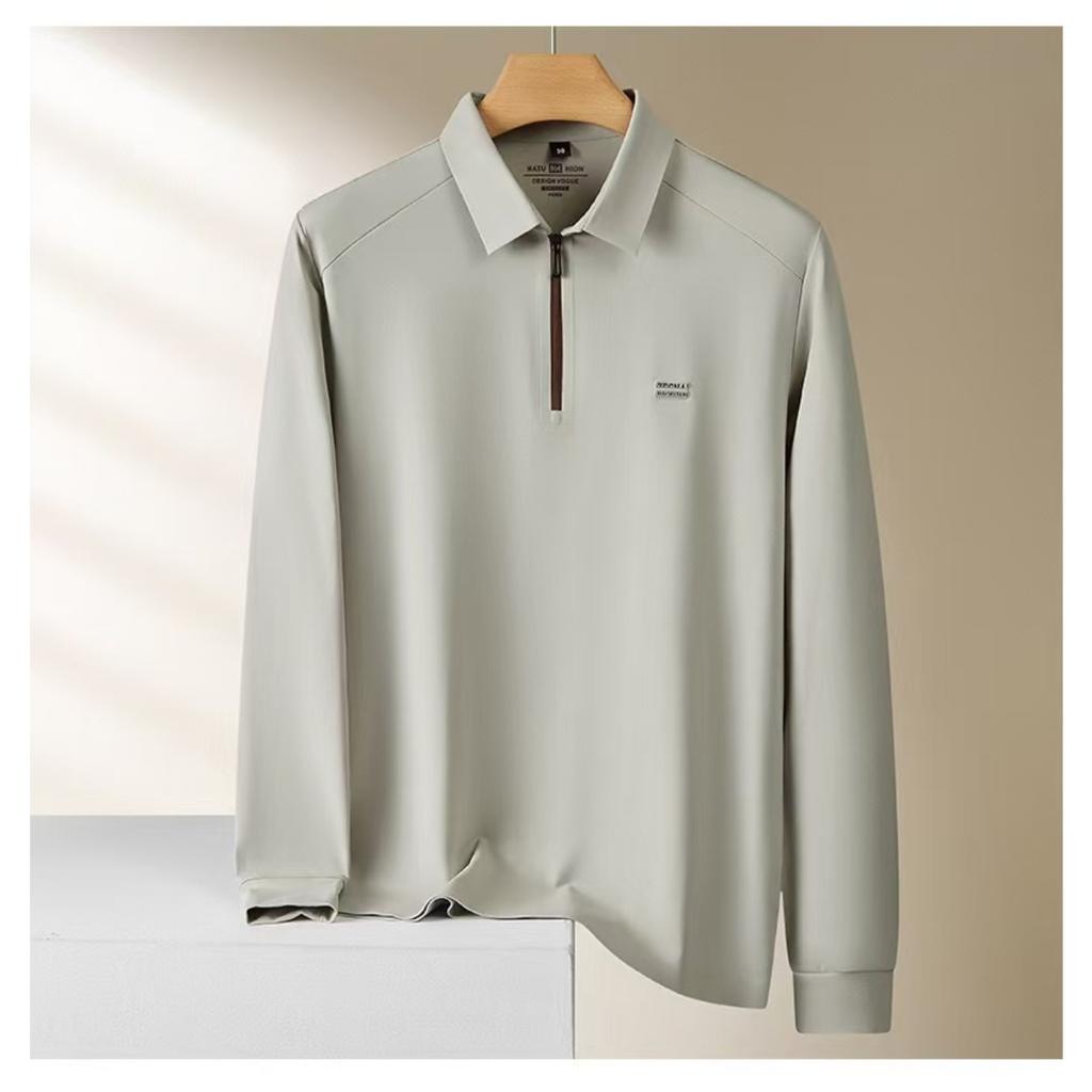 TrendHub Men's Autumn Winter Half-zip Seamless T-shirt  Men's Solid Color All-match