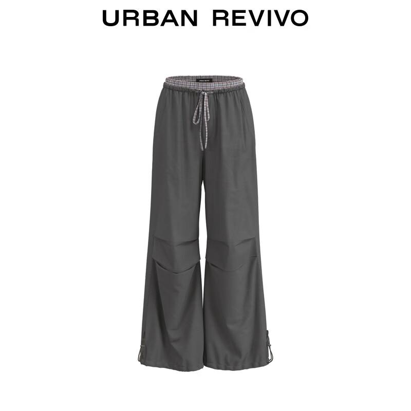 UR Women's Plaid Pleated Drawstring Wide-Leg Pants