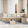 Garden Sofa Set with Cushions and Storage 7 Pcs Brown Poly Rattan