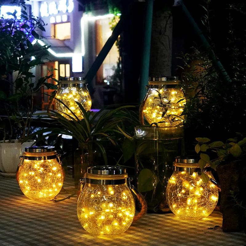 Solar LED Lights Popping Ball Glass Bottle Cap Wishing Fairy Light Outdoor Garden Christmas Decoration 2025 Mason Jar Lamp
