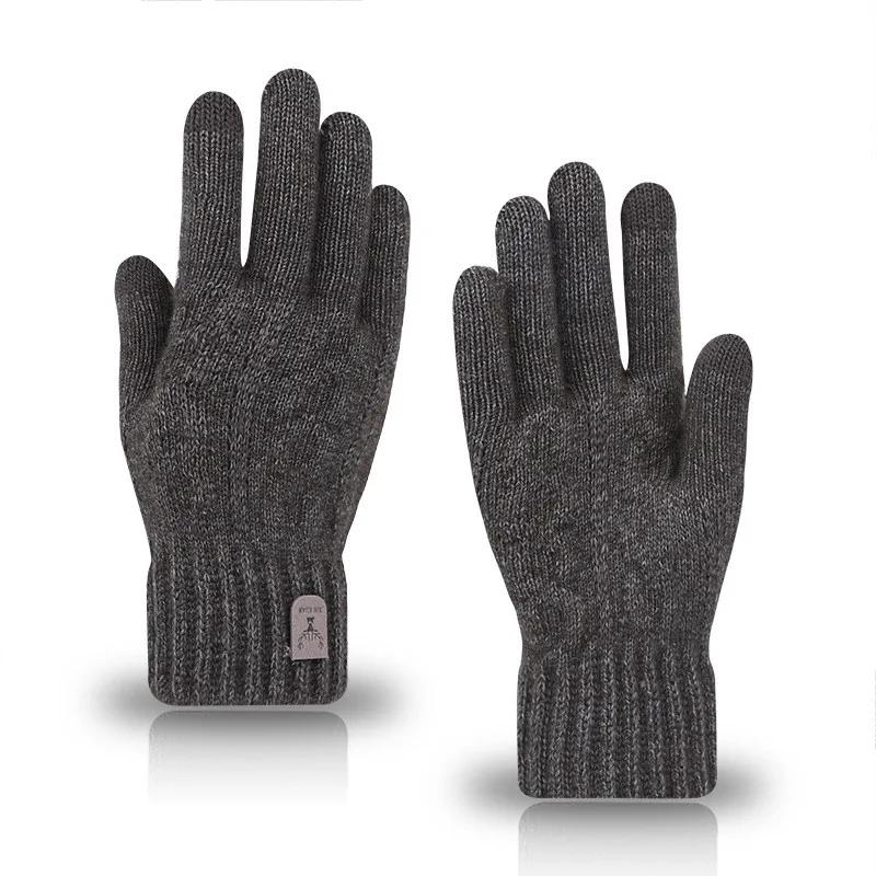 Men's Winter Warm Touch Screen Gloves Fleece Lined Wool Knitted Cold Weather Outdoor Gloves