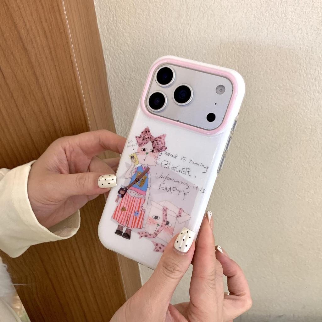 Koreanisches Graffiti-Katzenmädchen Handyhülle für iPhone 17 Pro Max mit Kette
