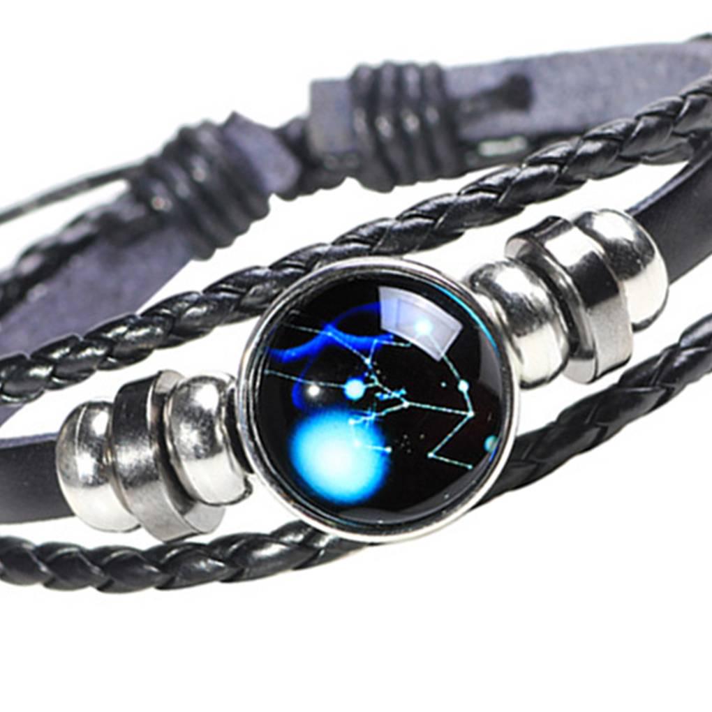 Pulseras de cuero de constelación, brazaletes de cuero tejidos, pulsera en capas para mujer, pulsera de joyería